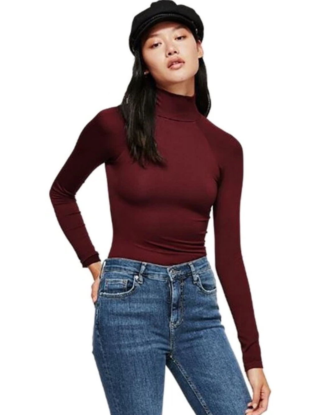 Free People Open-Back Long Sleeve Bodysuit - Burgundy